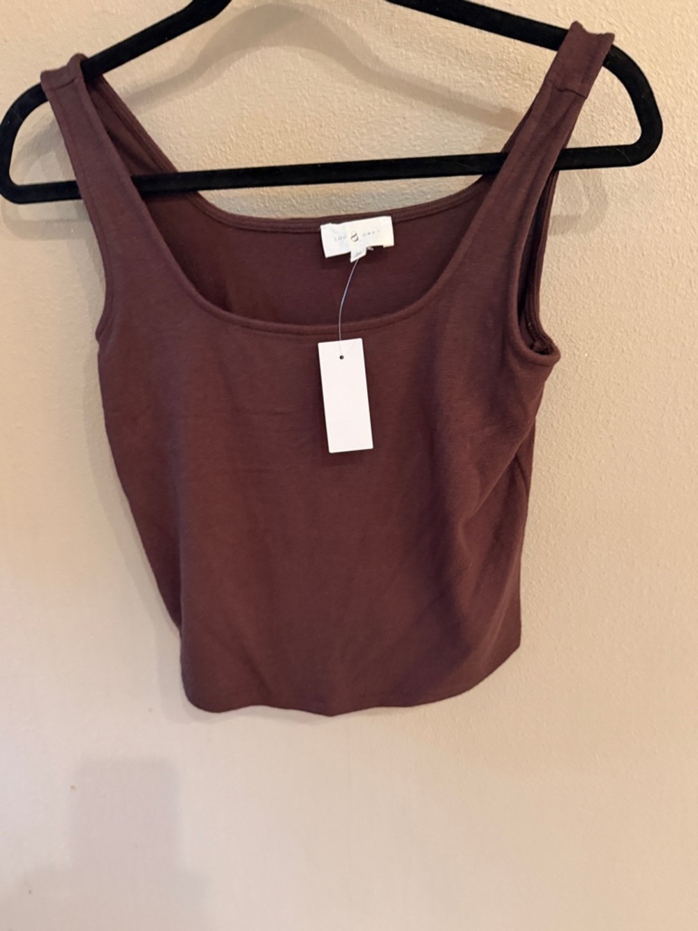 Lou & Grey Mauve Brown Ribbed Scoop Tank